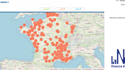Cette carte interactive disponible sur Lanef.com permet de découvrir tous les projets financés en France, triés par leur portée écologique, sociale et culturelle. Cette carte interactive disponible sur Lanef.com permet de découvrir tous les projets financés en France, triés par leur portée écologique, sociale et culturelle.